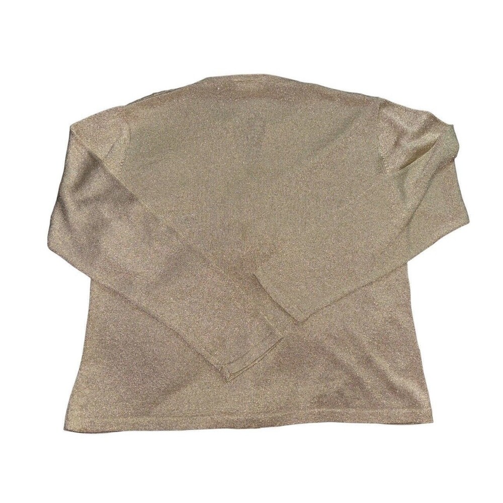 Talbots Vintage Gold Sparkle Button-Up Cardigan Sweater Women’s Size Large - Picture 5 of 6